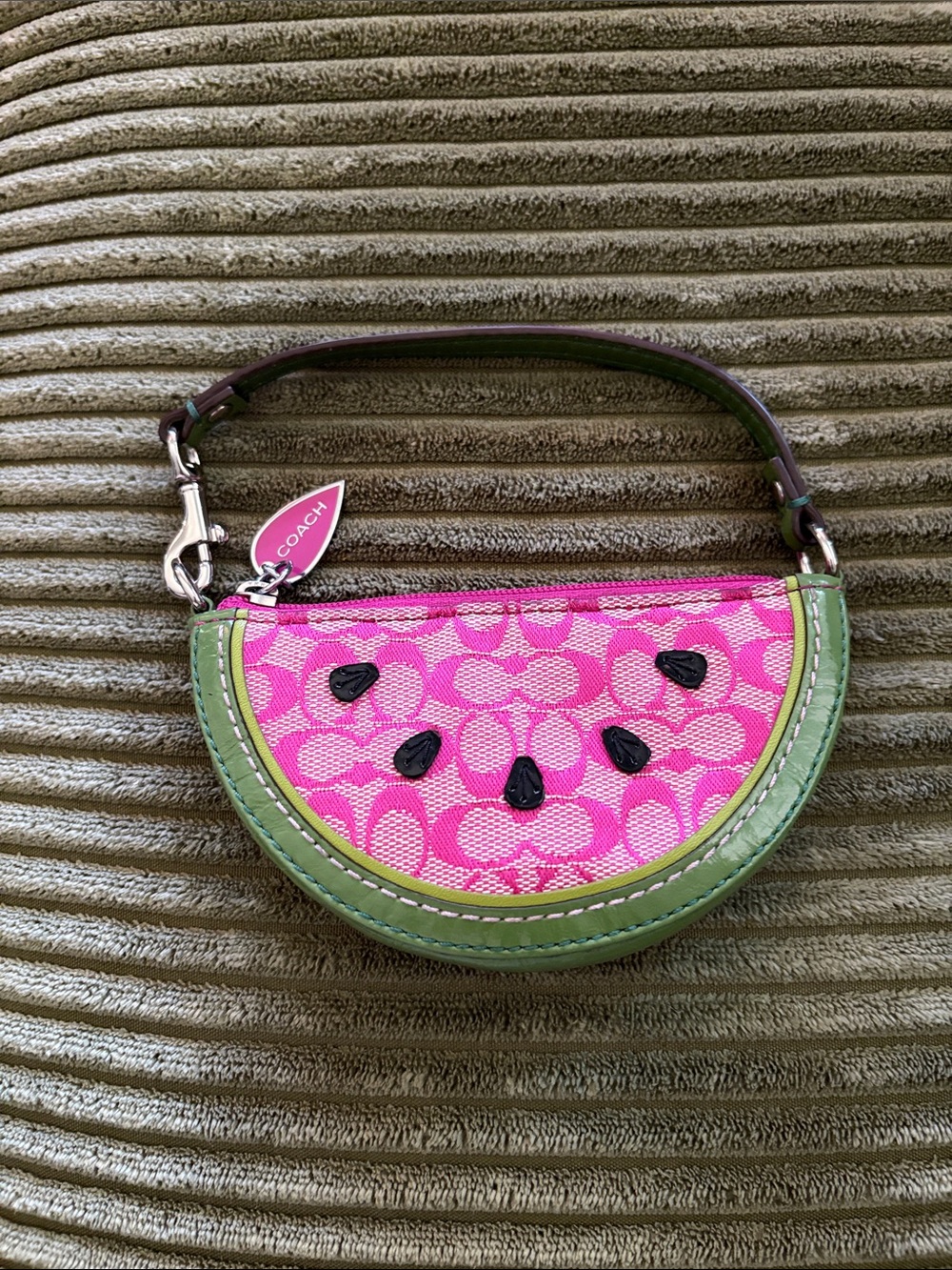 Coach Pink & Green Watermelon Slice Mini Wristlet coin pouch 2006 vintage real